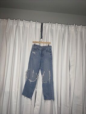 American Eagle Outfitters Medium Blue Ripped Straight Leg Jeans